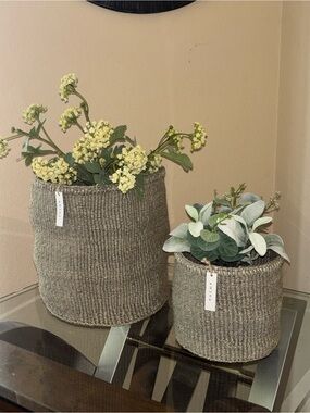 Handwoven Natural Seagrass Storage Baskets - Set of 2